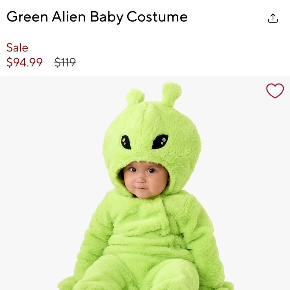 Pottery Barn Alien Costume 12-24m